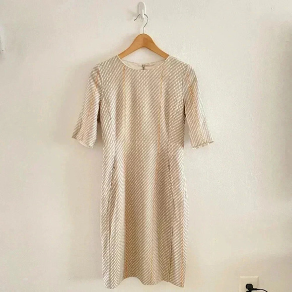 AKRIS Tweed Double Face Wool Sheath Dress Clay Sunrise Size 6 NWT - Picture 2 of 14